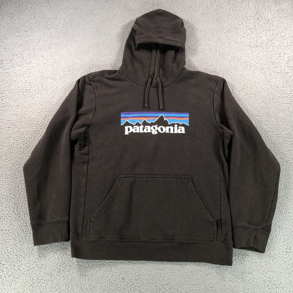 Patagonia Hoodie Mens Medium Brown P-6 Logo Uprisal‎ Graphic Pullover Sweatshirt